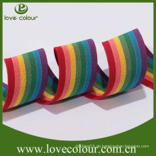 Fabrik Großhandelsgewohnheit Polyester-Regenbogen gesponnenes elastisches Band